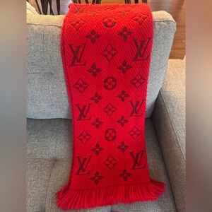 Authentic Louis Vuitton Red LOGOMANIA Scarf